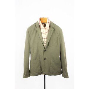 JAMES PERSE Olive Green Heavy Slub Cotton Jersey Patch Pocket Blazer, Size 2/M